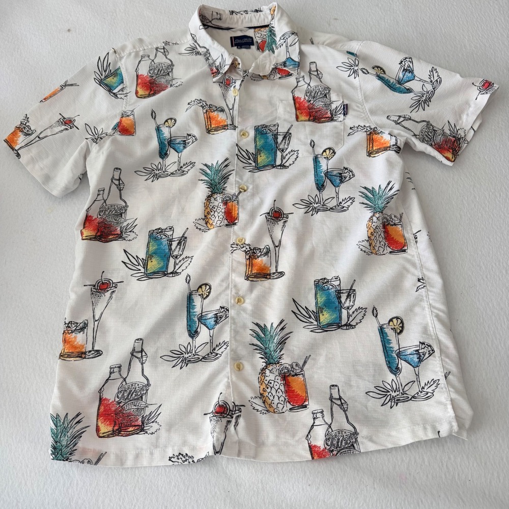 Jack O'Neill Mens XL Tropical Cocktail Pineapple Print Short Sleeve Button Shirt